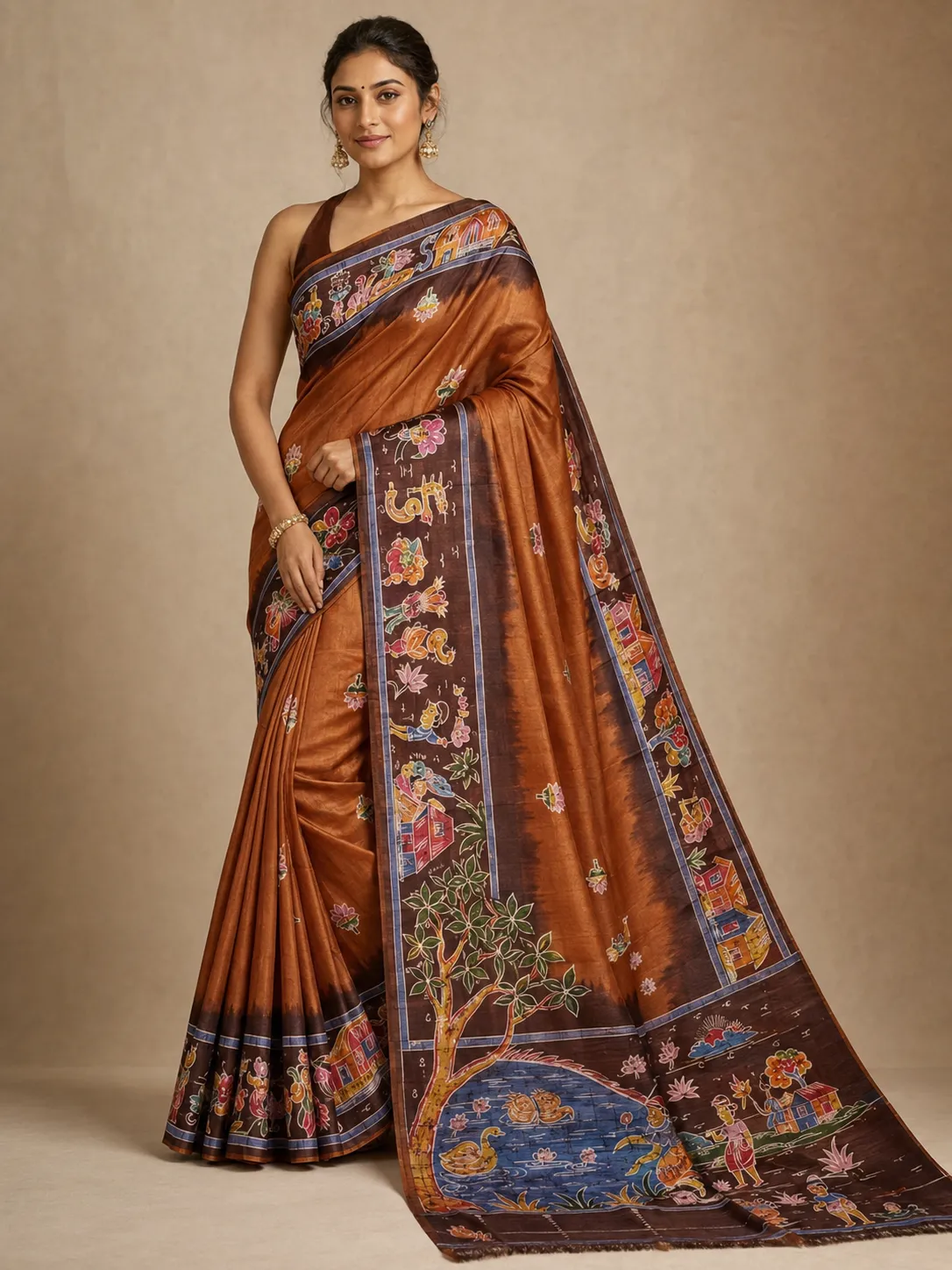 Obsidian Crackle Silk Saree — handloom Monochrome Crackle saree by Naholi